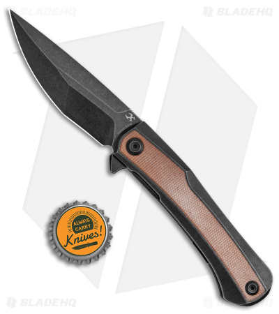 Kansept Knives  Kratos Frame Lock  Knife Ti/Brown Micarta (3.75" Black)