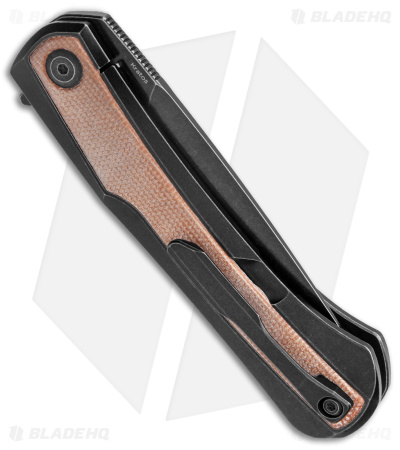 Kansept Knives  Kratos Frame Lock  Knife Ti/Brown Micarta (3.75" Black)