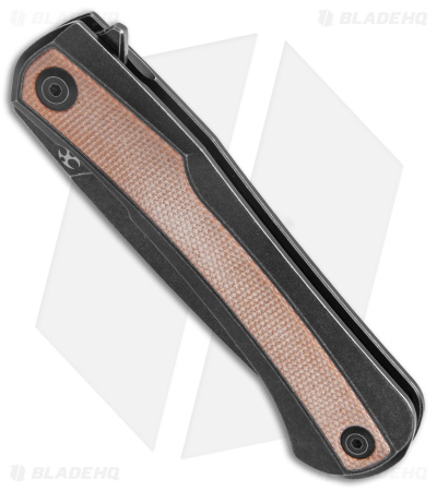 Kansept Knives  Kratos Frame Lock  Knife Ti/Brown Micarta (3.75" Black)