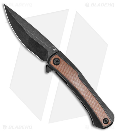 Kansept Knives  Kratos Frame Lock  Knife Ti/Brown Micarta (3.75" Black)