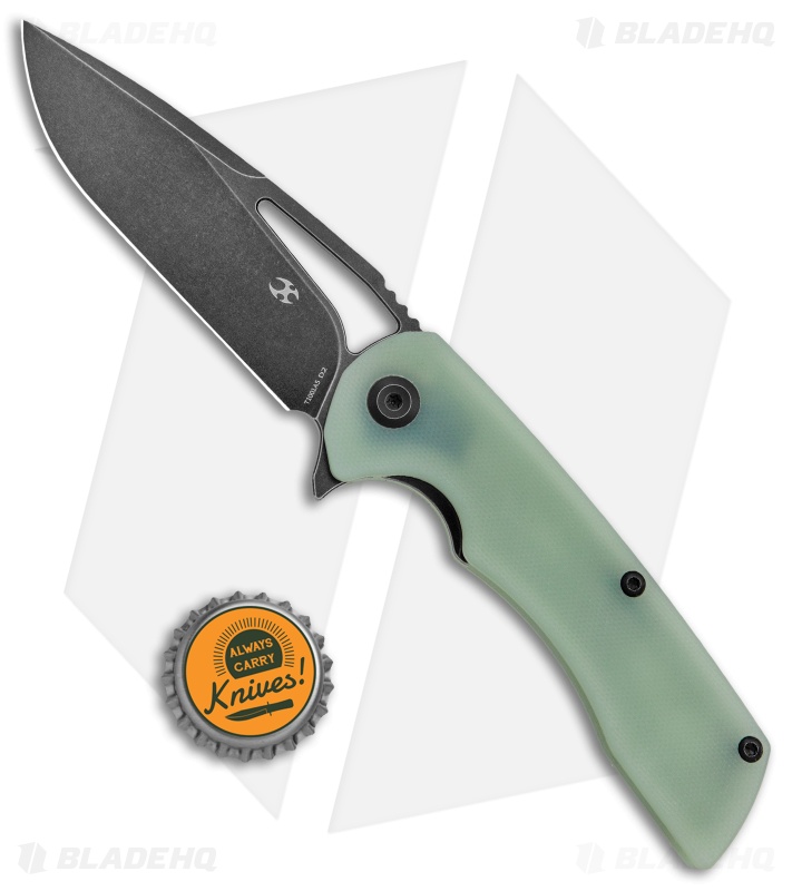 Kansept Knives Kryo Liner Lock Knife Natural Jade G-10 (3.6" Black SW) T1001A5