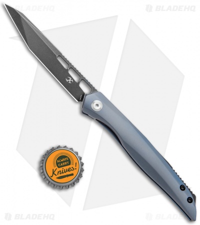 Kansept Knives Lucky Star Frame Lock Tanto Knife Blue Titanium (3.5" Black)