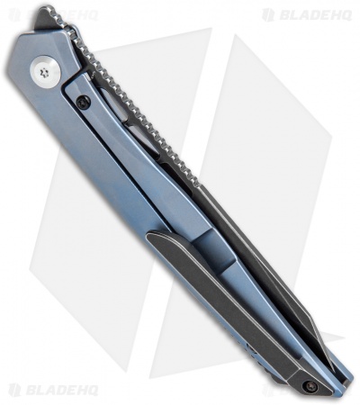 Kansept Knives Lucky Star Frame Lock Tanto Knife Blue Titanium (3.5" Black)