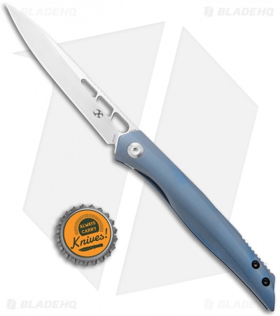 Kansept Knives Lucky Star Frame Lock Knife Blue Titanium (3.5 Stonewash)