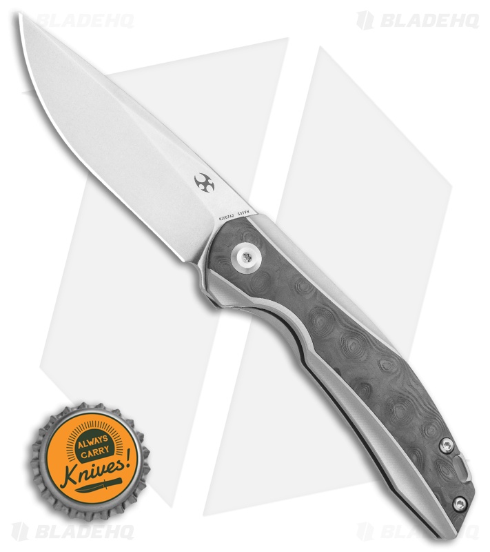 Kansept Knives Mini Accipiter Frame Lock Knife Marble CF (2.8" SW)