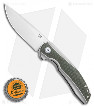 Kansept Knives Mini Accipiter Frame Lock Knife Green Micarta (2.8" SW)