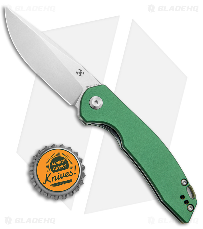 Kansept Knives Mini Accipiter Liner Lock Knife Green Aluminum (2.8" Satin)