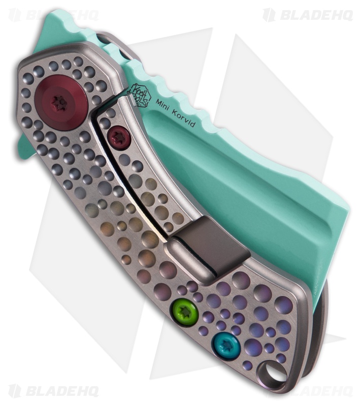 Kansept Knives Mini Korvid Knife Titanium W/Dimples Blue
