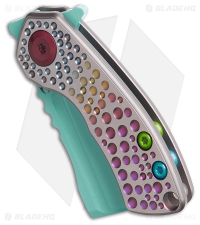 Kansept Knives Mini Korvid Frame Lock Knife Titanium W/Dimples (1.5" Blue)
