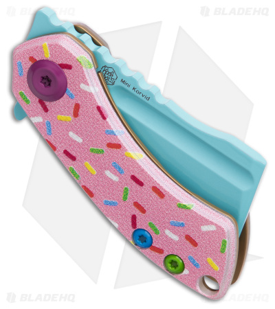 Kansept Knives Dessert Warrior® Mini Korvid Knife Pink Donut (1.5" Blue)