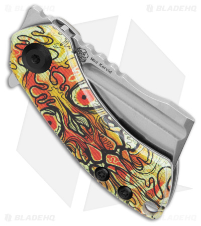 Kansept Knives Mini Korvid Liner Lock Knife Undead G-10 (1.5" Stonewash)