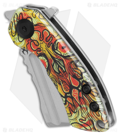 Kansept Knives Mini Korvid Liner Lock Knife Undead G-10 (1.5" Stonewash)