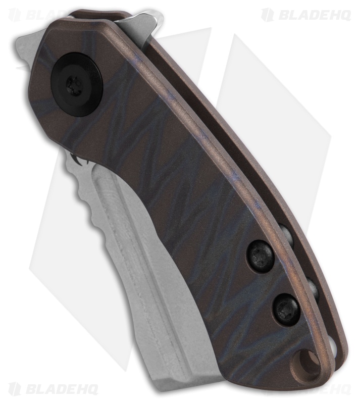 Kansept Knives Mini Korvid Frame Lock Knife Tiger Stripe Flame Ti (1.5" SW)
