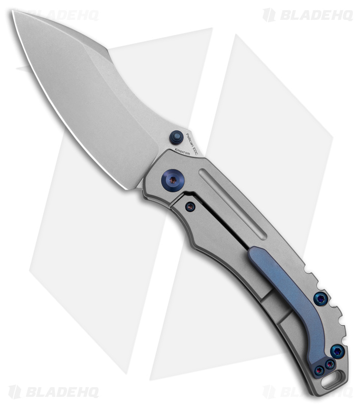 Kansept Knives Pelican EDC Frame Lock Knife Left Hand Gray Titanium (3" SW)