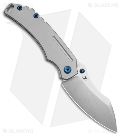 Kansept Knives Pelican EDC Frame Lock Knife Left Hand Gray Titanium (3" SW)