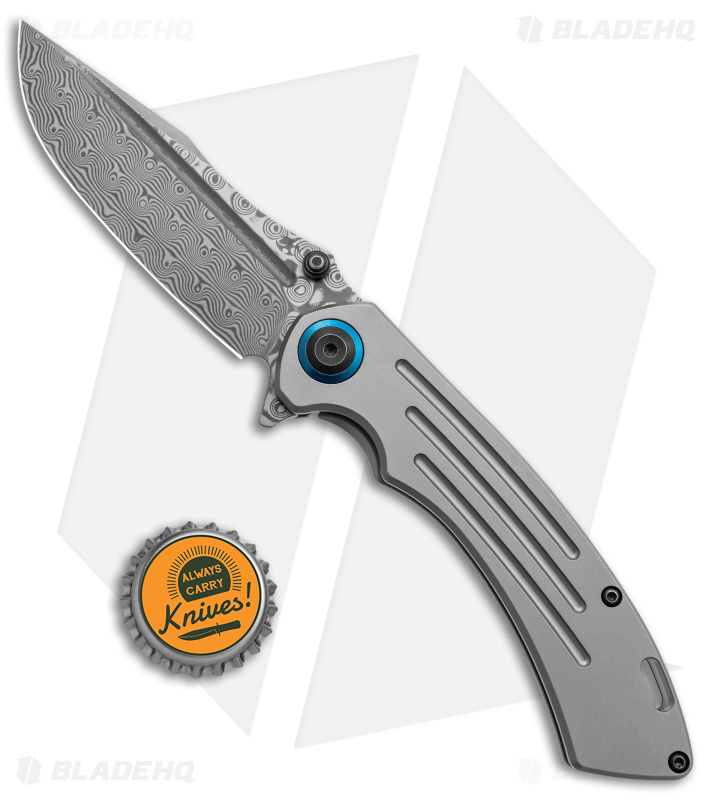 Kansept Knives Pretatout Clip Point Frame Lock Knife Titanium (3.6" Damascus)