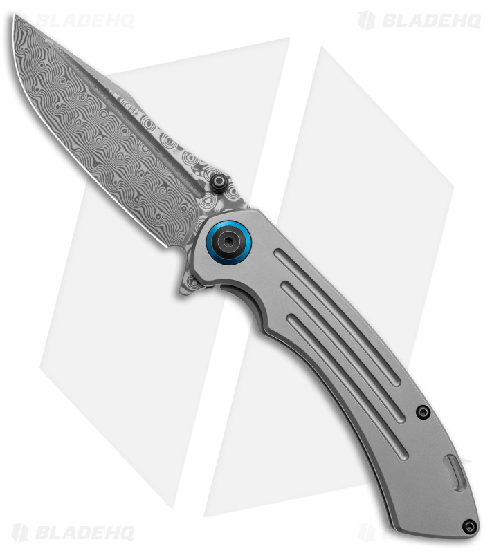 Kansept Knives Pretatout Clip Point Frame Lock Knife Titanium (3.6" Damascus)