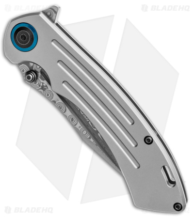 Kansept Knives Pretatout Clip Point Frame Lock Knife Titanium (3.6" Damascus)