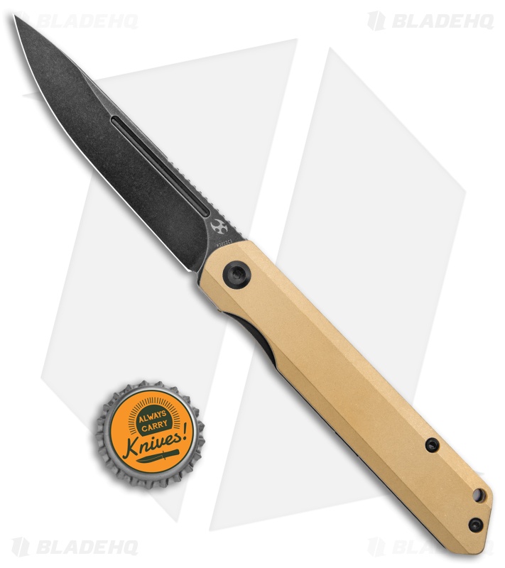Kansept Knives Prickle Liner Lock Knife Brass (3.5" Black)