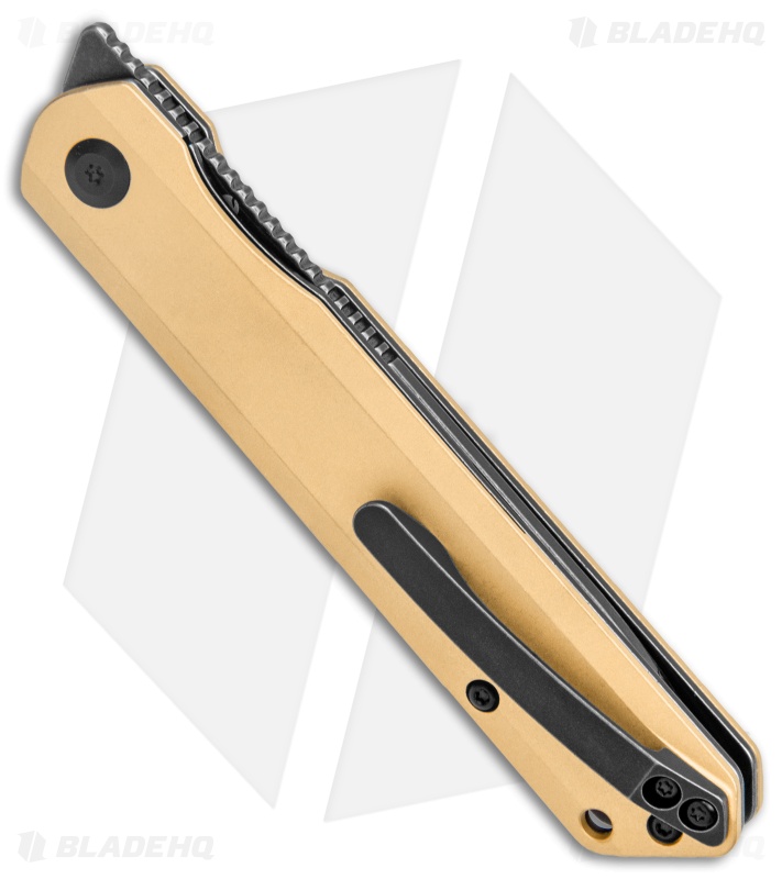 Kansept Knives Prickle Liner Lock Knife Brass (3.5" Black)