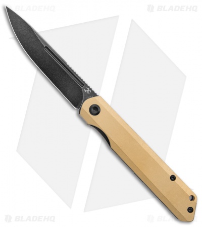Kansept Knives Prickle Liner Lock Knife Brass (3.5" Black)