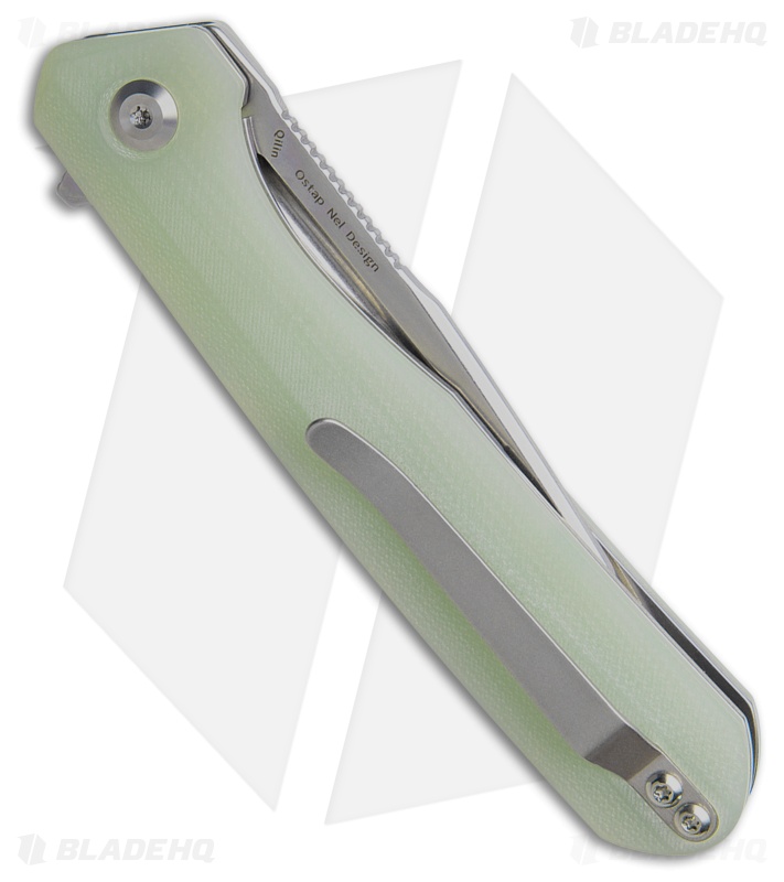 Kansept Knives Ostap Hel Qilin Liner Lock Knife Jade G-10 (3.4" Stonewash)