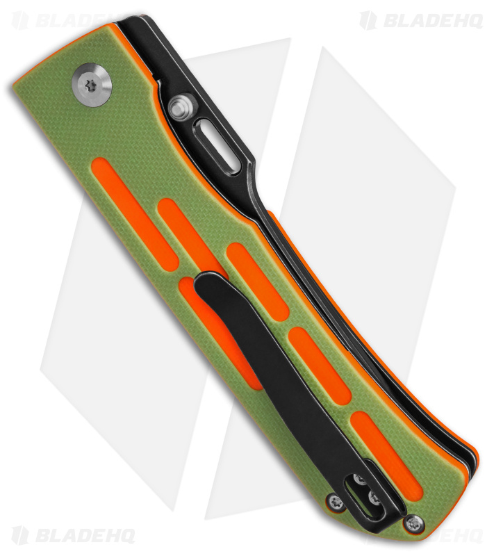 Kansept Knives Reedus Liner Lock Knife Green/Orange G-10 (3.5" Black Stonewash)