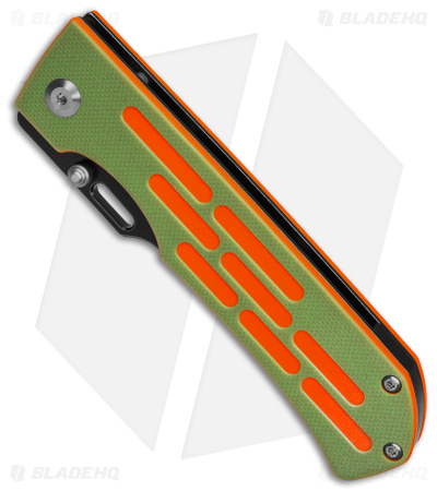Kansept Knives Reedus Liner Lock Knife Green/Orange G-10 (3.5" Black Stonewash)
