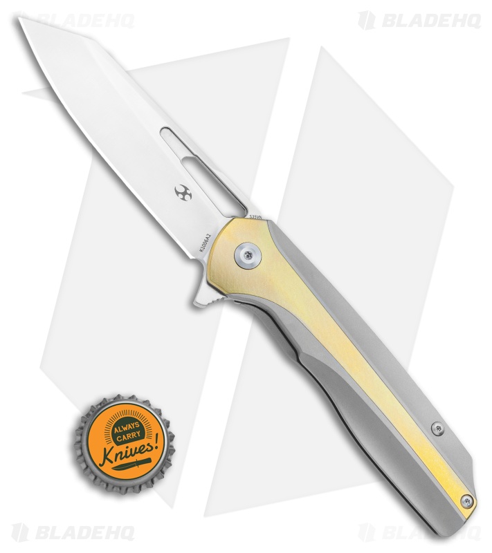 Kansept Knives Shard Frame Lock Knife Brass Anodized Ti (3.5" Satin)