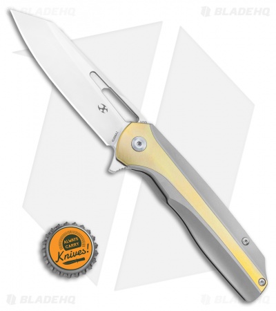 Kansept Knives Shard Frame Lock Knife Brass Anodized Ti (3.5" Satin)