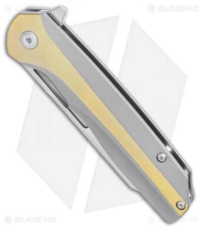 Kansept Knives Shard Frame Lock Knife Brass Anodized Ti (3.5" Satin)