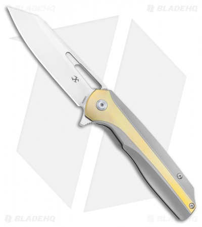 Kansept Knives Shard Frame Lock Knife Brass Anodized Ti (3.5" Satin)