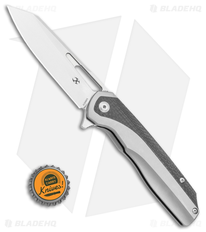 Kansept Knives Shard Frame Lock Knife Ti/Carbon Fiber (3.5" Stonewash)