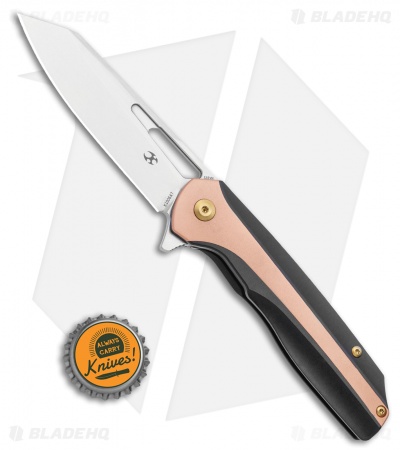 Kansept Knives Shard Frame Lock Knife Black Ti/Copper (3.5" Stonewash)