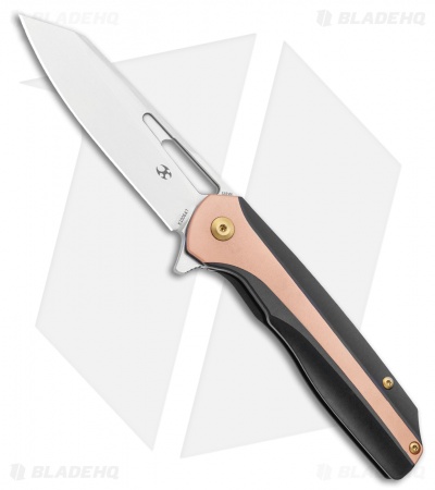 Kansept Knives Shard Frame Lock Knife Black Ti/Copper (3.5" Stonewash)