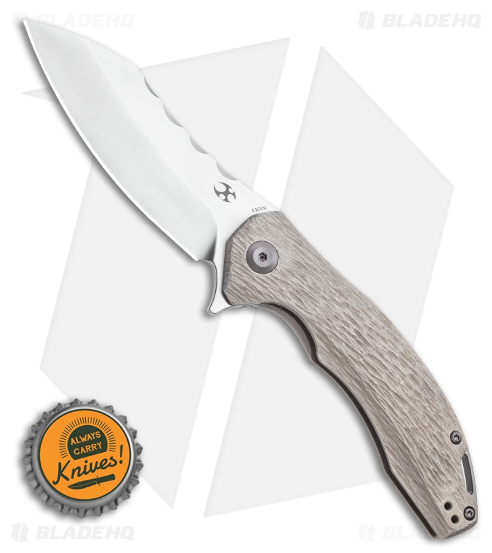 Kansept Knives Spirit Frame Lock Knife Woodgrain Titanium (3.58" Satin)