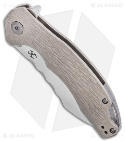 Kansept Knives Spirit Frame Lock Knife Woodgrain Titanium (3.58" Satin)