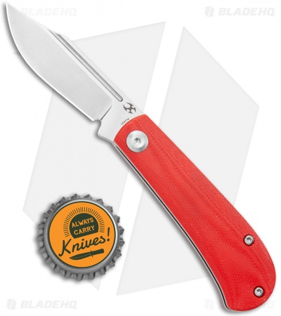 Kansept Knives Swan Bevy Slip Joint Knife Red G-10 (2.5" Stonewash)