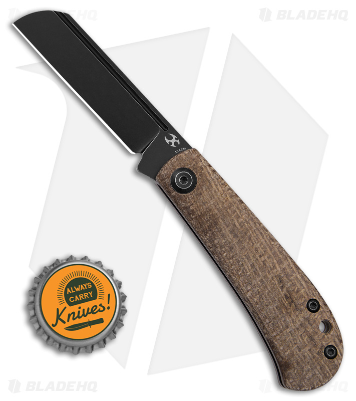 Kansept Knives Swan Bevy Slip Joint Knife Brown Micarta (2.5" Black Stonewash)