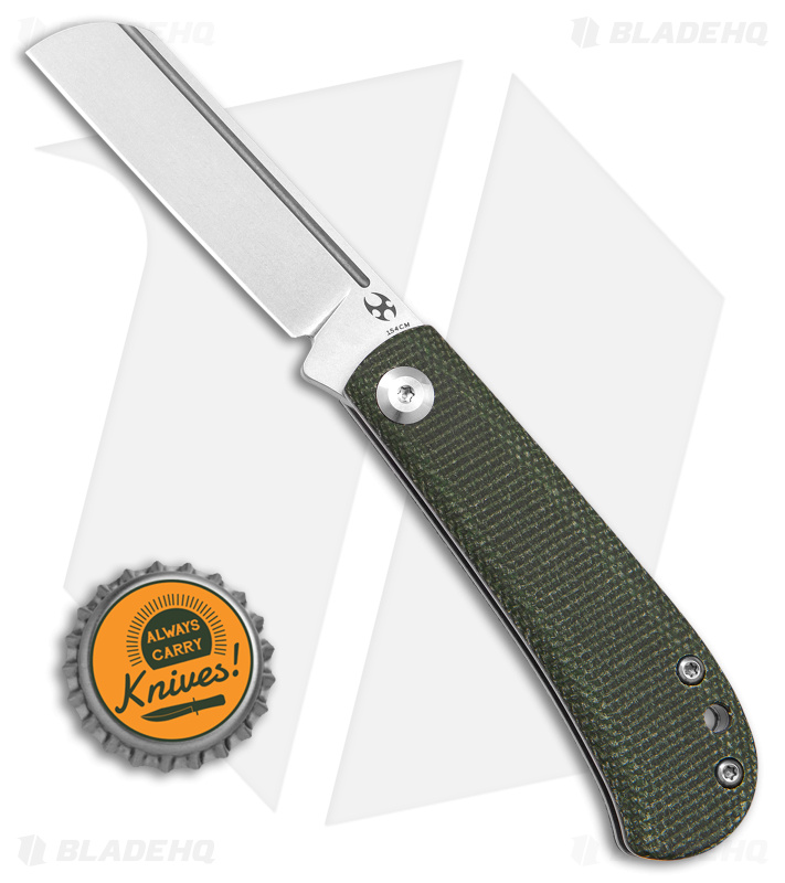 Kansept Knives Swan Bevy Slip Joint Knife Green Micarta (2.5" Stonewash 154CM)