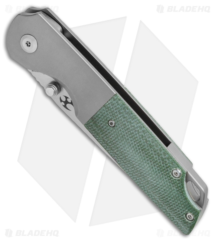 Kansept Knives Warrior Tanto Frame Lock Knife Green Micarta/Ti (3.46" Satin)