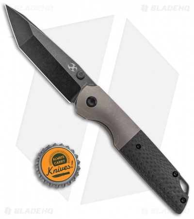 Kansept Knives Warrior Frame Lock Knife Bronze Ti/CF (3.5" Black Stonewash)