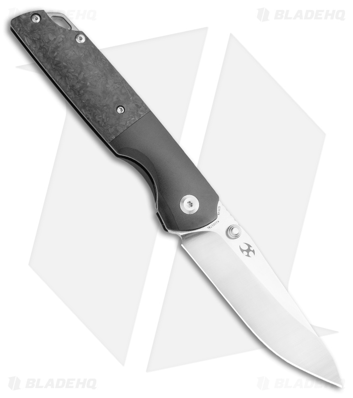 Kansept Knives Warrior Frame Lock Knife Left Hand CF/Ti (3.46" Satin)