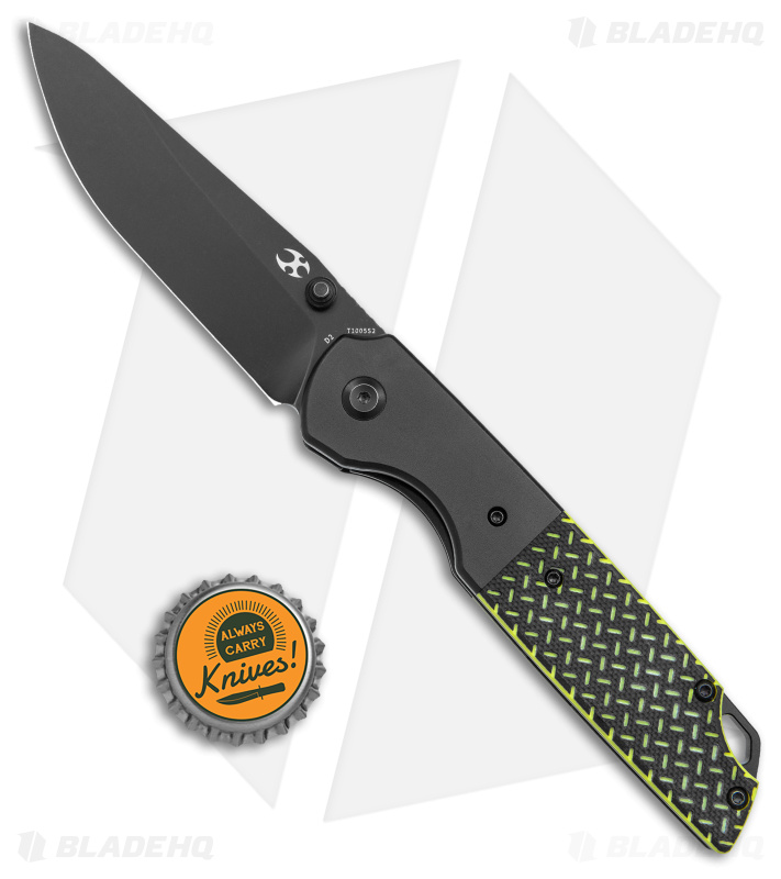 Kansept Knives Warrior DP Liner Lock Knife Black/Green G-10 (3.5" Black SW)