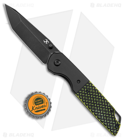 Kansept Knives Warrior Tanto Liner Lock Knife Black/Green G-10 (3.5" Black SW)