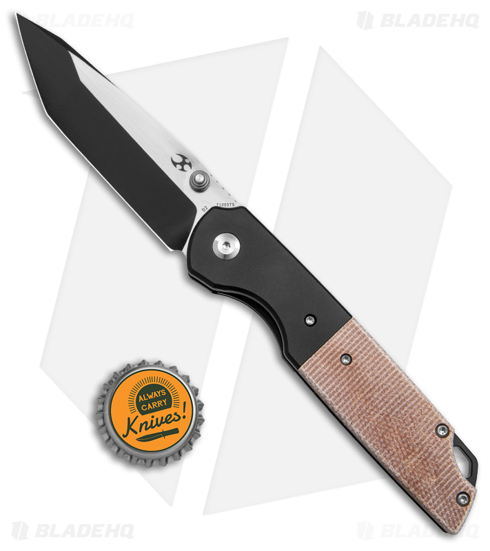 Kansept Knives Warrior Tanto Liner Lock Knife Bown Micarta (3 .5" Two-Tone)