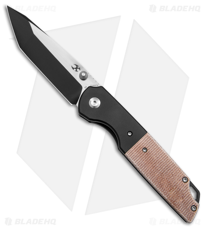 Kansept Knives Warrior Tanto Liner Lock Knife Bown Micarta (3 .5" Two-Tone)