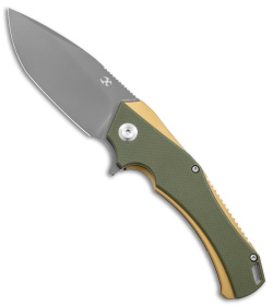 Kansept Knives Mini Hellx Liner Lock Knife Green G-10 (3.5" Gray) T2008A2