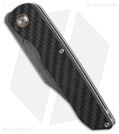 Kansept Nettle Frame Lock Knife Twill Carbon Fiber & G10 (3.2" Damascus)
