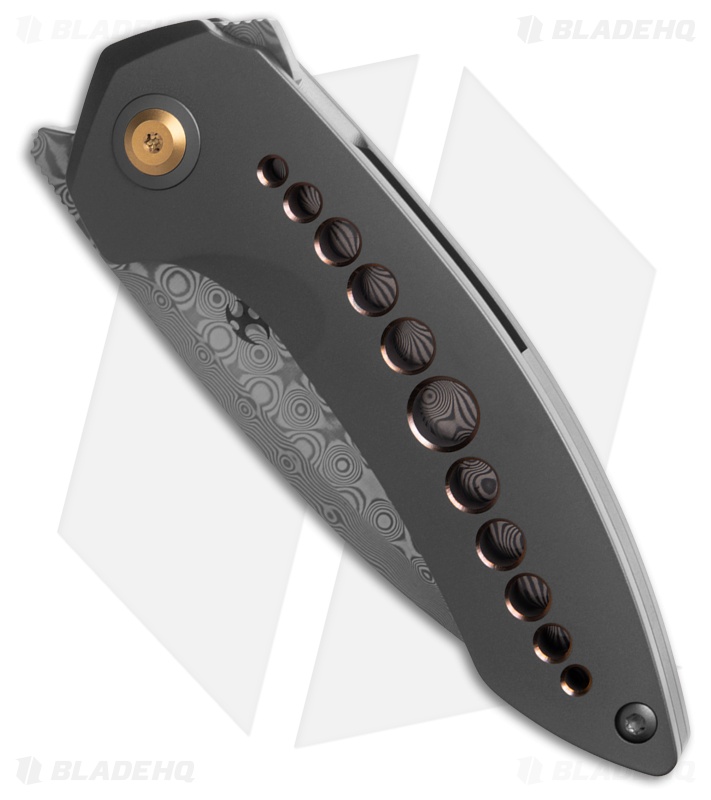 Kansept Knives Odd 21 Knife Gray Ti W/Speed Holes Damascus